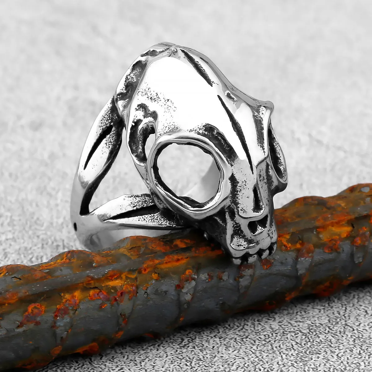 Vintage Domineering Skull Stainless Steel Mens Rings Punk Gothic Stylish for Boyfriend Biker Jewelry Creativity Gift Wholesale