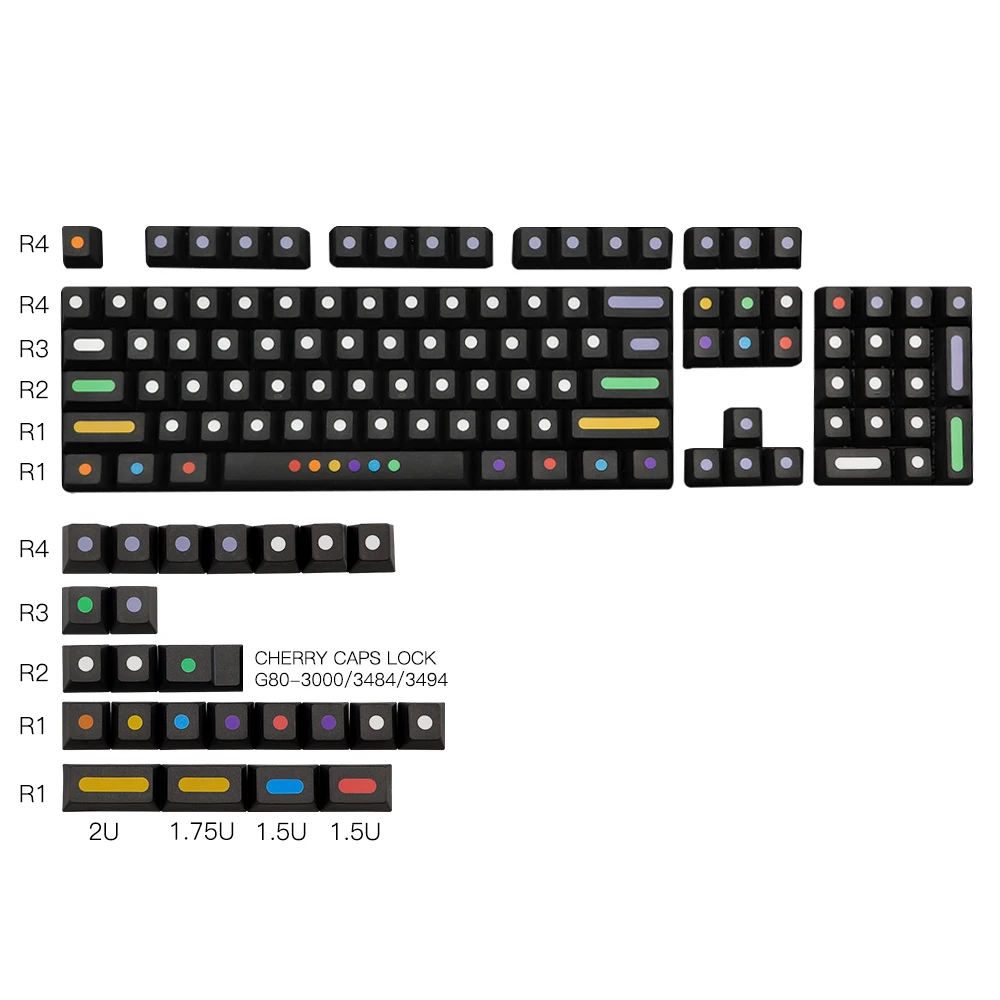 130 Keys/set Dots Keycaps Cherry Profile PBT Key Caps For MX Switch Mechanical Keyboard Dye Sublimation Key Cap iso Keys