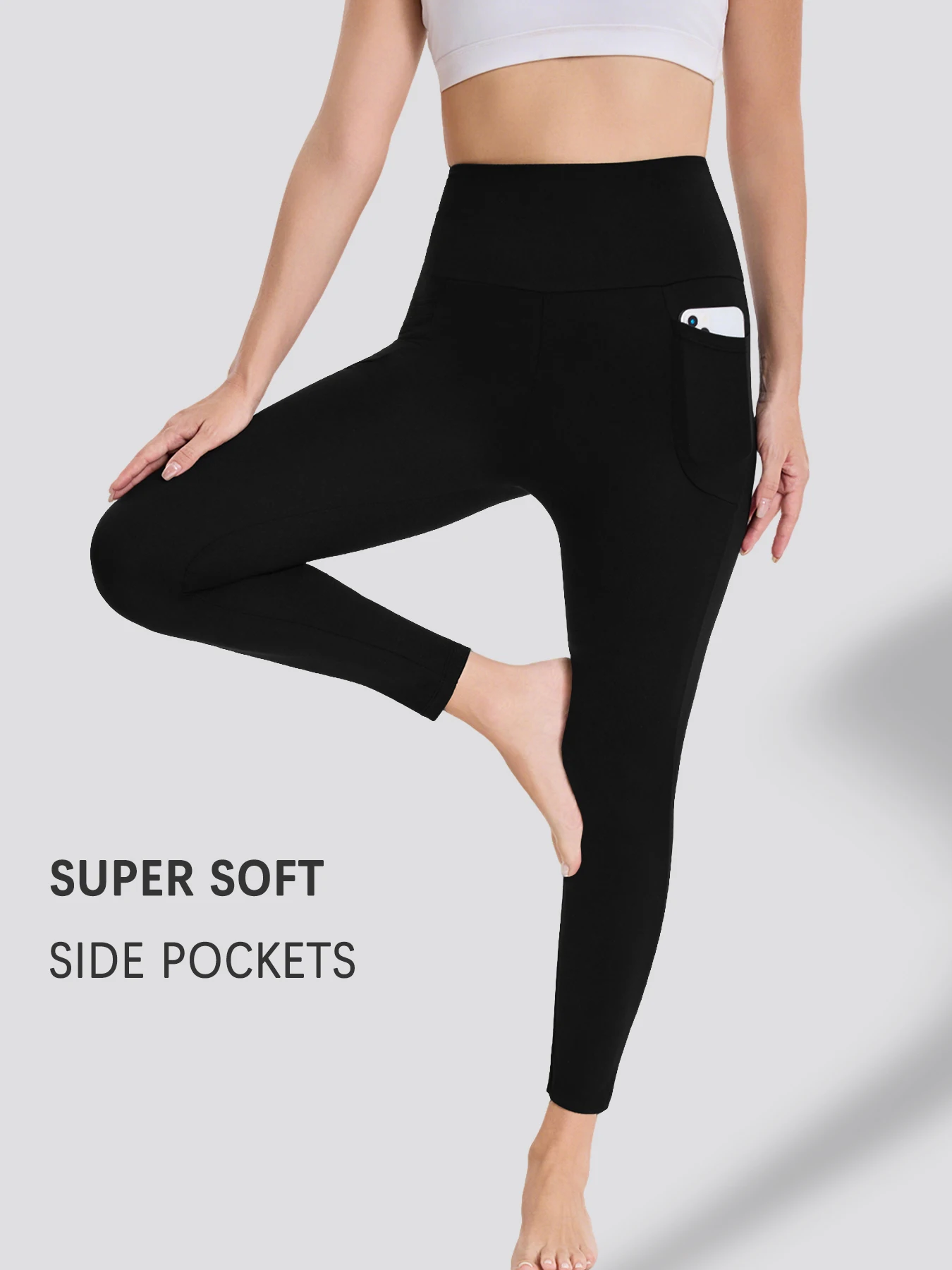 

Леггинсы для йоги с высокой талией и карманами — женские супермягкие леггинсы с контролем живота для тренировок и повседневного комфорта
