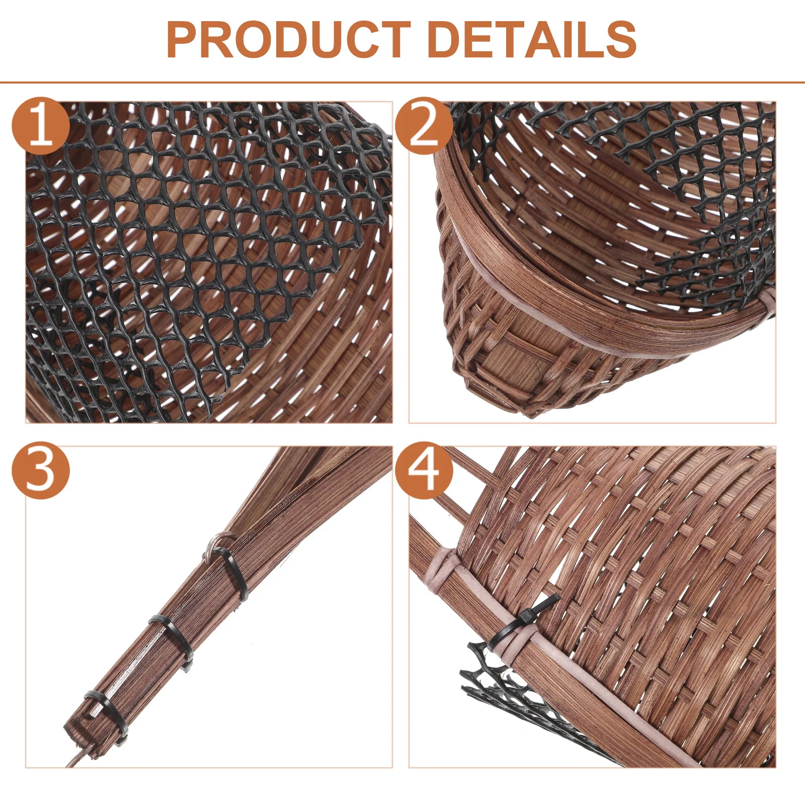 

Hand-Woven Bamboo Hanging Flowerpot Plastic Flower Basket Wall-Mounted Decorative Planter for Indoor Outdoor Plant Display