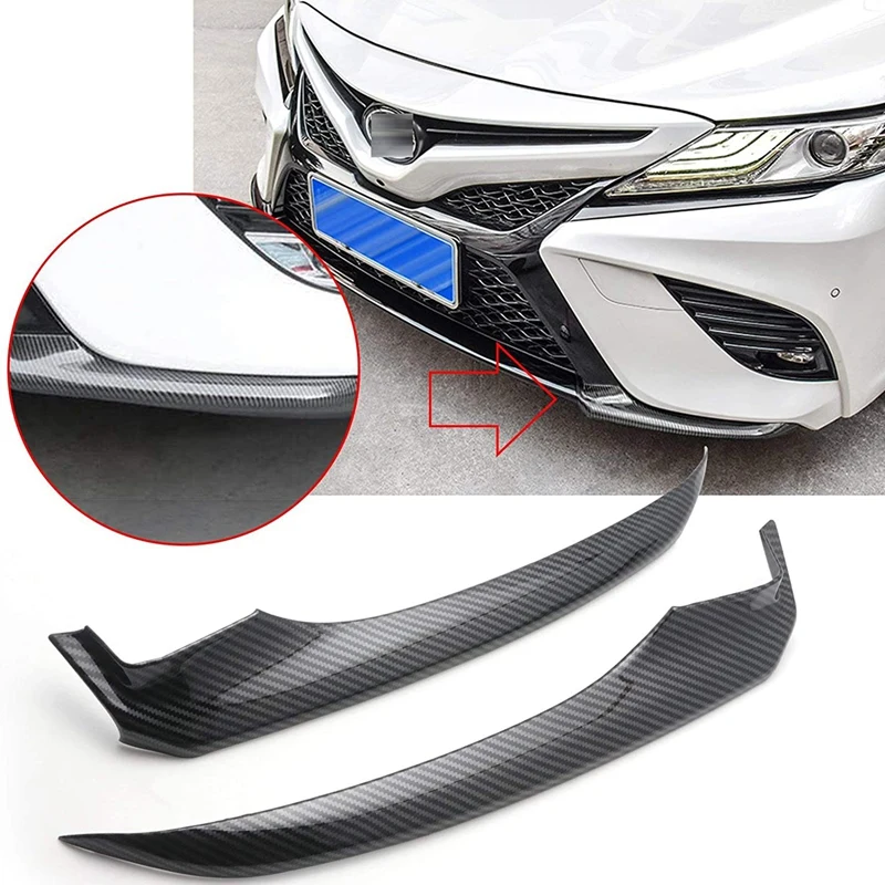 NEW-Car ABS Carbon Fiber Front Bumper Lip Splitter Spoiler Cover Trim Protector For Toyota Camry SE XSE 2018-2020