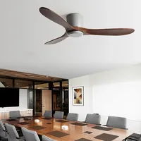 42/52 Inch Low Profile Wooden Ceiling Fan for Commercial and Industrial Use, Black Finish, Without Lamp, Remote Control Included