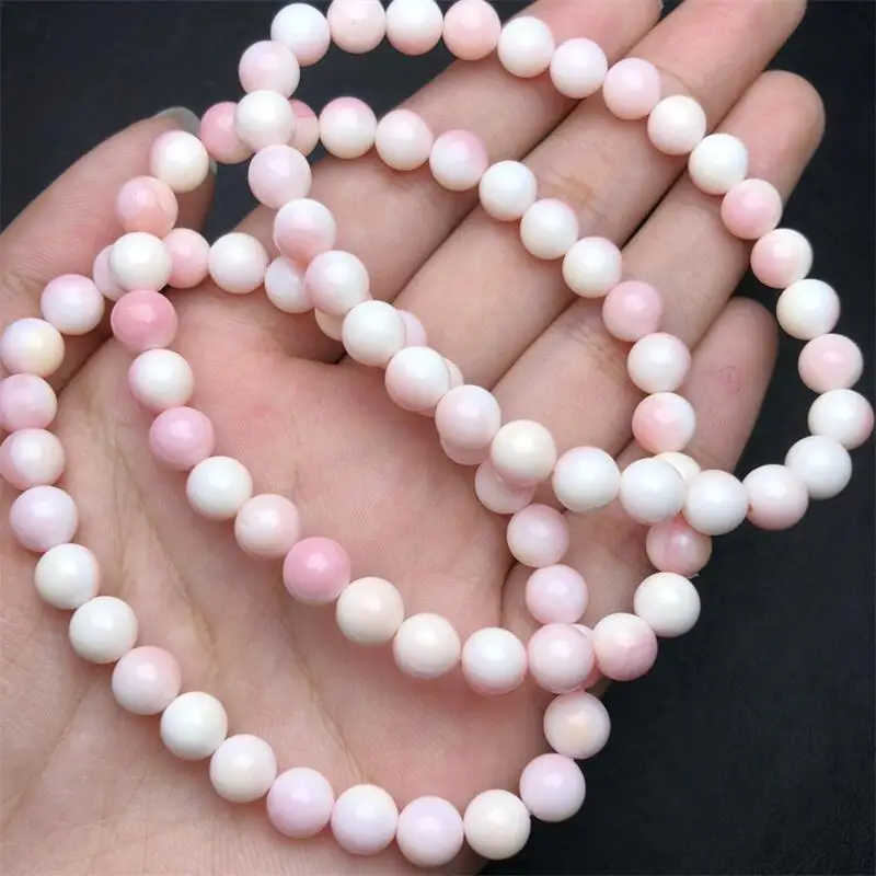 6.5MM Natural Aliger Gigas Shell Bracelet For Women Men Love Gift Crystal Beads Strands Jewelry Gift 1PCS