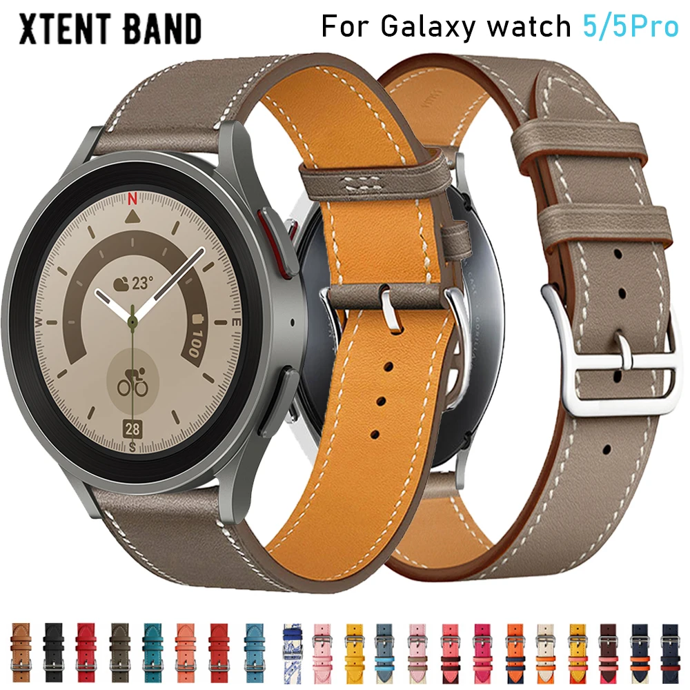 20mm 22mm Leather Band For Samsung Galaxy watch 5/5 pro Classic/46mm/Active 2/3/Huawei GT-2-3 Pro Bracelet Galaxy Watch 4 strap