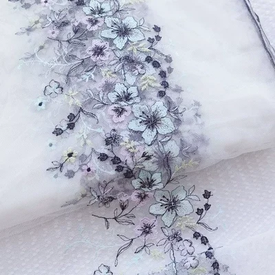 1 Yard 28cm wide Flower Embroidered Lace Fabric Trim Ribbons DIY Sewing Handmade Materials