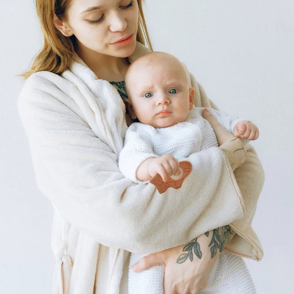 2 Stück Flugzeugförmiger Natürlicher Holz-Beißring für Babys Sicheres Schmerzlinderndes Zahnungshilfsmittel - Beruhigende Sensorische Erkundung für die Zähne
