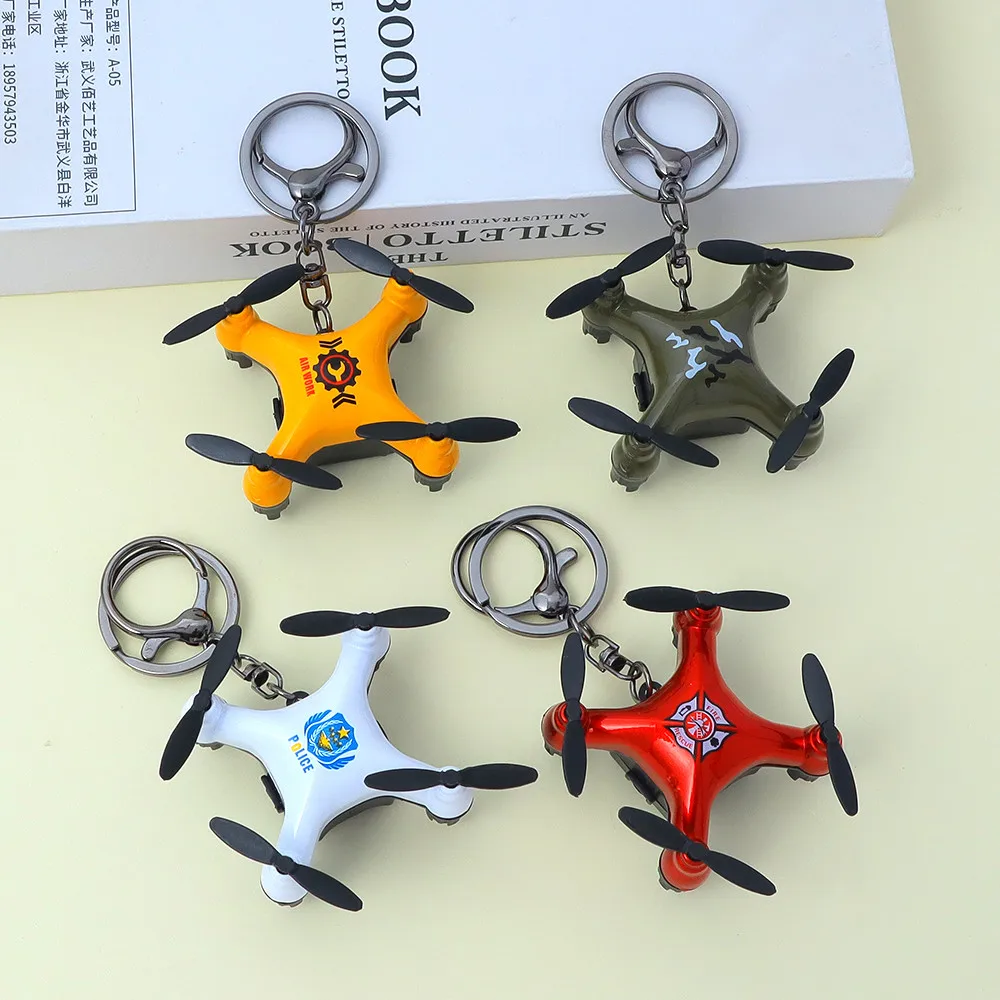Fashion 3D Unmanned Aerial Vehicle Mould Key Ring Creative Mini Drone Shape Key Chains Student Toy