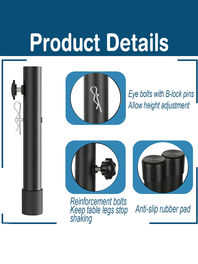 4 extensores de patas de mesa para mesas plegables, extensiones de patas de mesa plegables para patas rectas y dobladas