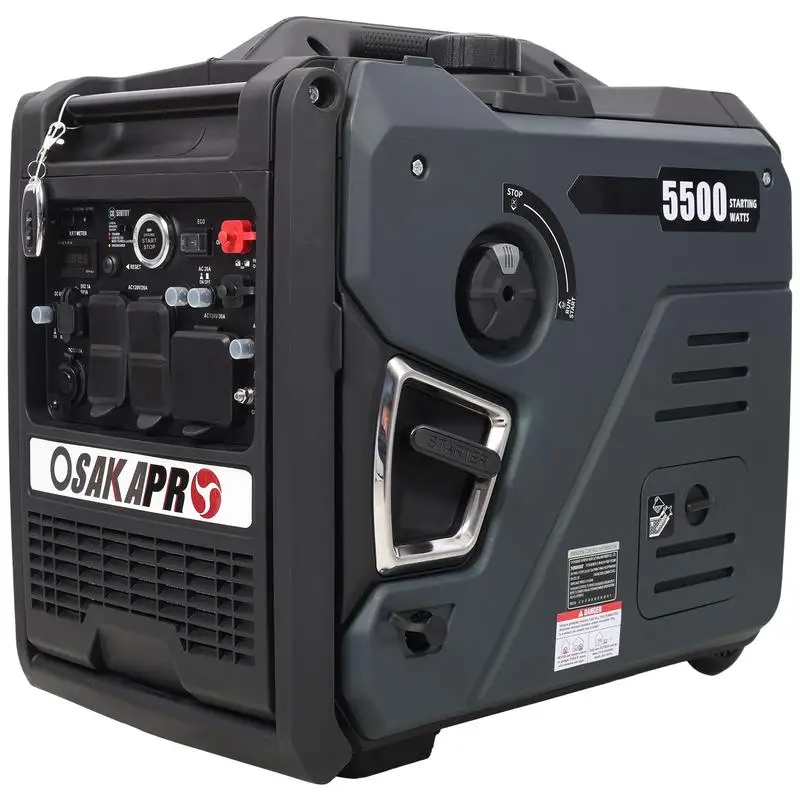 Portable Quiet Inverter Generator 5.5KW with Remote Start, Foldable Handle & Wheels, 224cc 4-Stroke EPA Compliant, Dual Fuel
