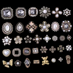 5 Pcs/Lot Rhinestone Pearl Flower Plate Diamond Button Jewelry Scarf  For Hair Accessories Sewing Decorative Clothing Coat