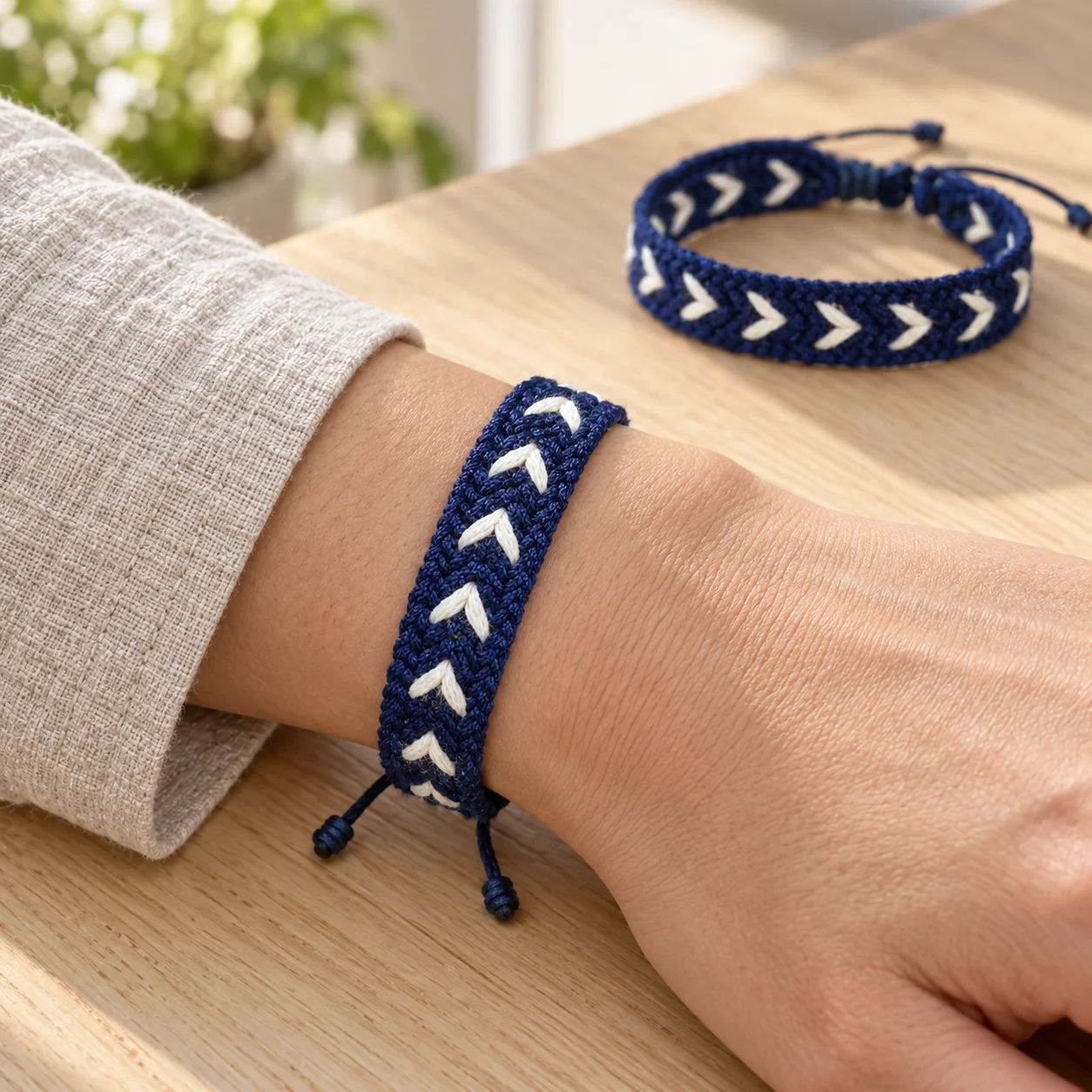 Cotton Linen Bracelet Handcrafted Handwoven Bracelet Adjustable Drawstring Bracelet Red For Anniversary Gifts Casual Outings Men