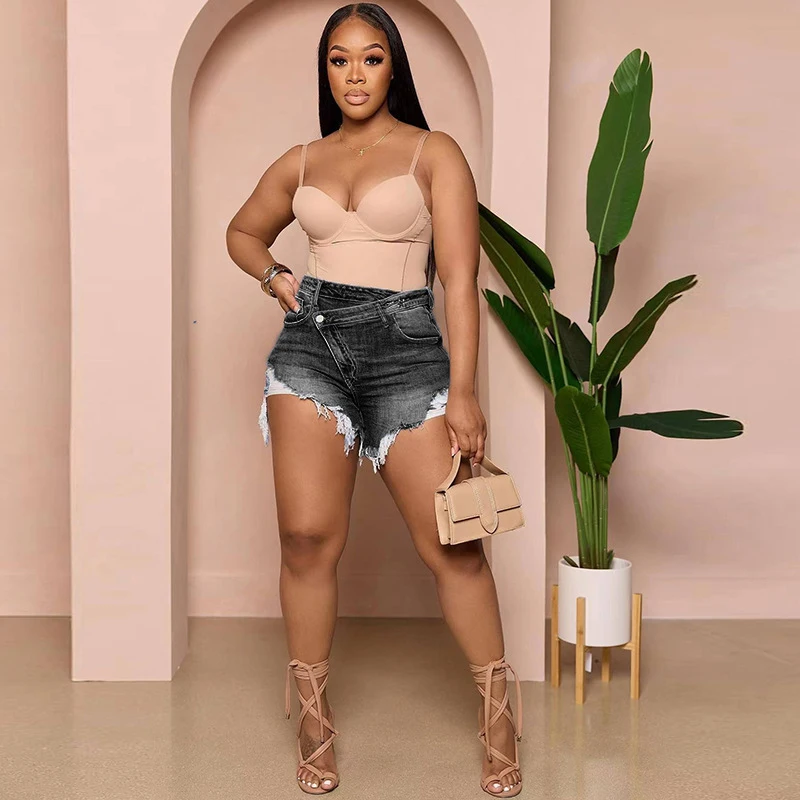 High Waisted Fringed Denim Shorts Spring/Summer 2026 Slim Fit Slimming Sexy Spicy Girl Casual High Waist Shorts