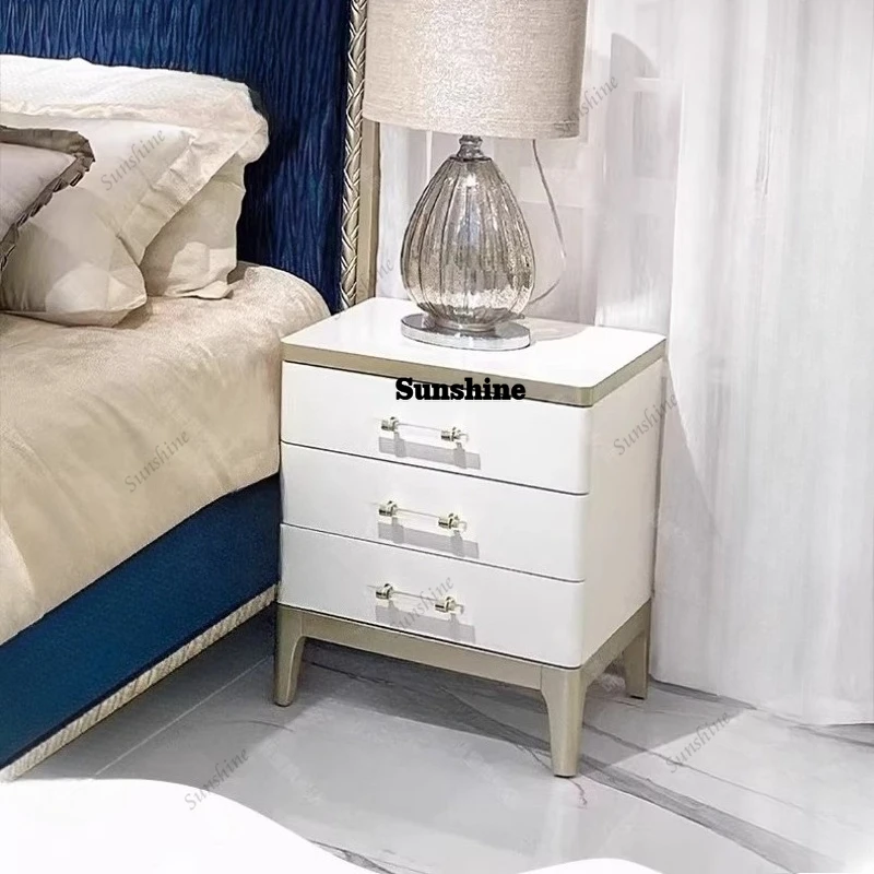 American light luxury solid wood bedside table Modern simple three-pump bedroom bedside storage cabinet