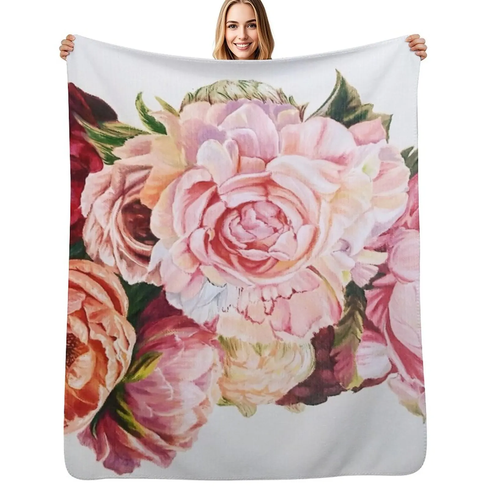

Peonies Throw Blanket Cute anime Softest Comforter Blankets