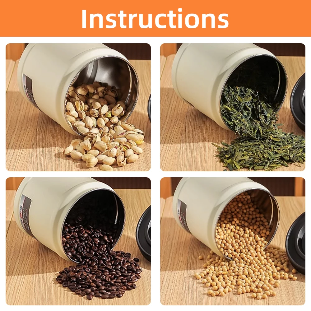 Stainless Steel Vacuum Sealed Container Coffee Beans Storage Press Tank With Lid Lastic Powder Tea Storage Cans Jar Bottle