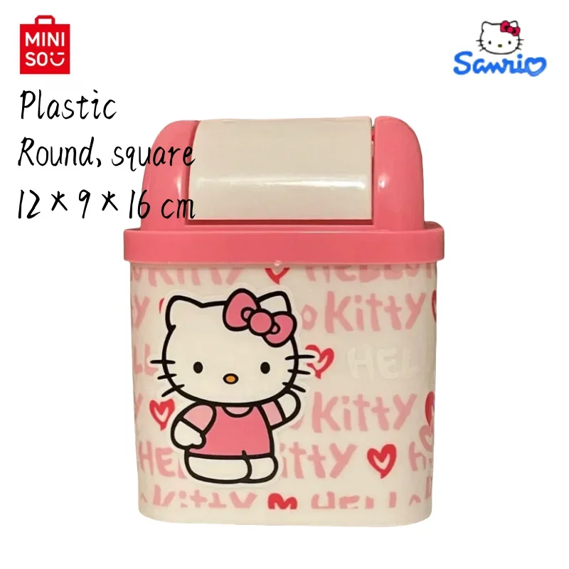 New Anime Sanrio Hello Kitty Cartoon Desktop Garbage Bin Mini Office Living Room Home Storage Bin Girl Heart Desktop Decoration