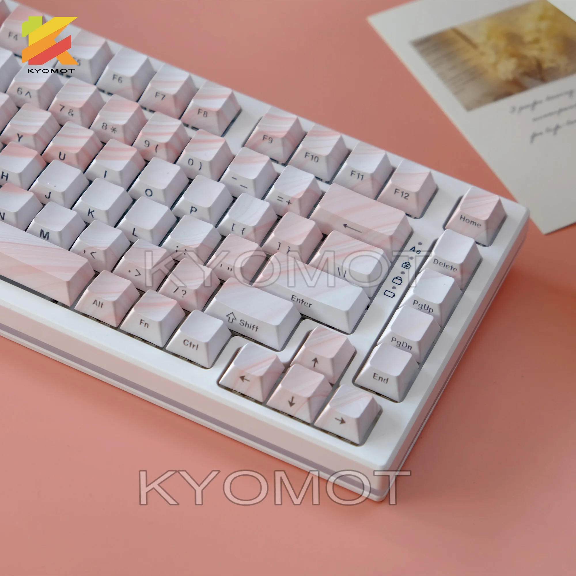 135 مفتاحًا متدرجًا من الحرير الوردي من خلال أغطية المفاتيح الجانبية المطبوعة PBT أغطية مفاتيح مزدوجة النار ملف تعريف الكرز لمفاتيح MX لوحات مفاتيح الألعاب #5