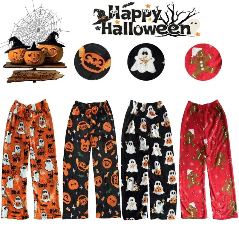 Home Wear Trousers New Animation Splicing Pajamas Pants Halloween Cartoon Pajamas Trousers Women's Home Trousers Autumn Winter