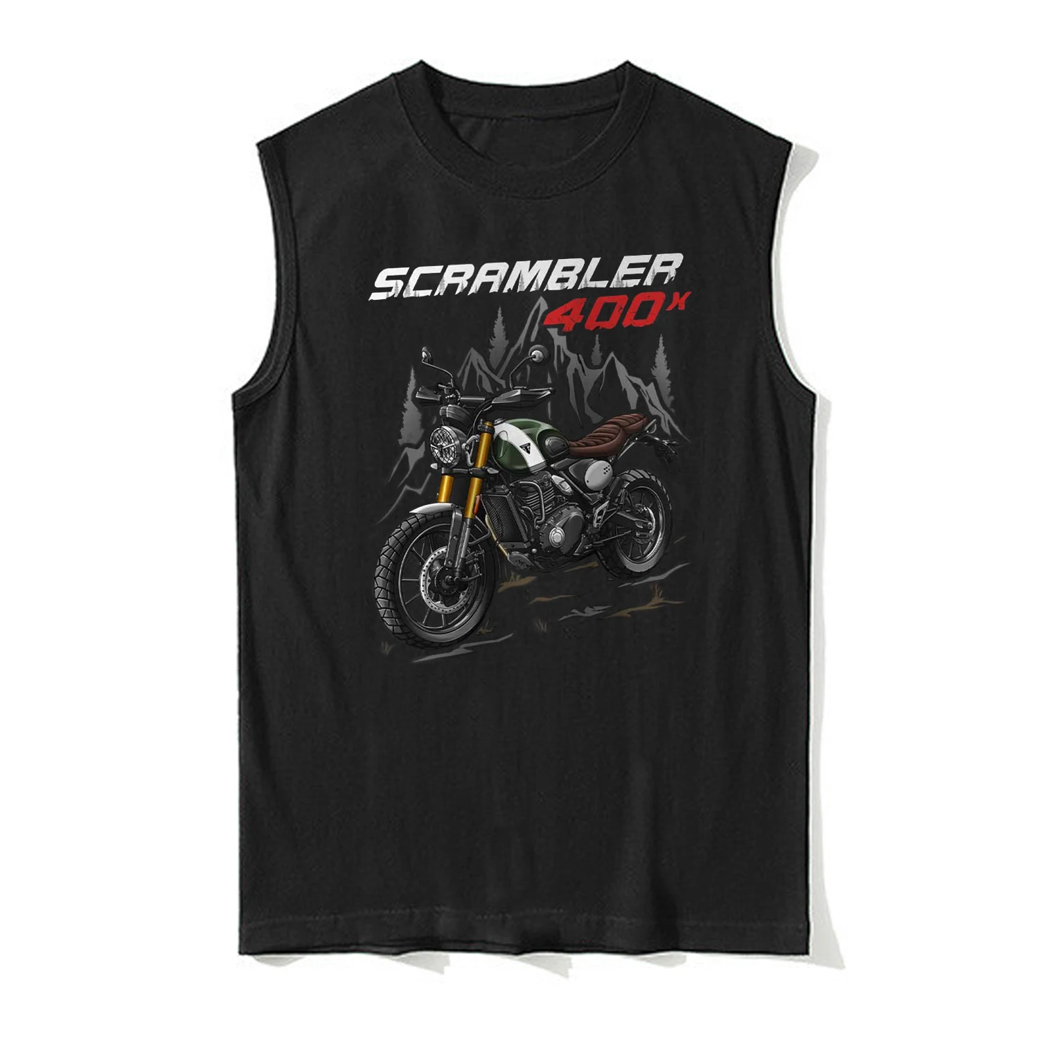 British 2024 Model Scrambler 400 X Motorcycle Tanktop 100% Cotton O-Neck Casual Mens Vest Sleeveless Tee Shirt Rider Streetwear