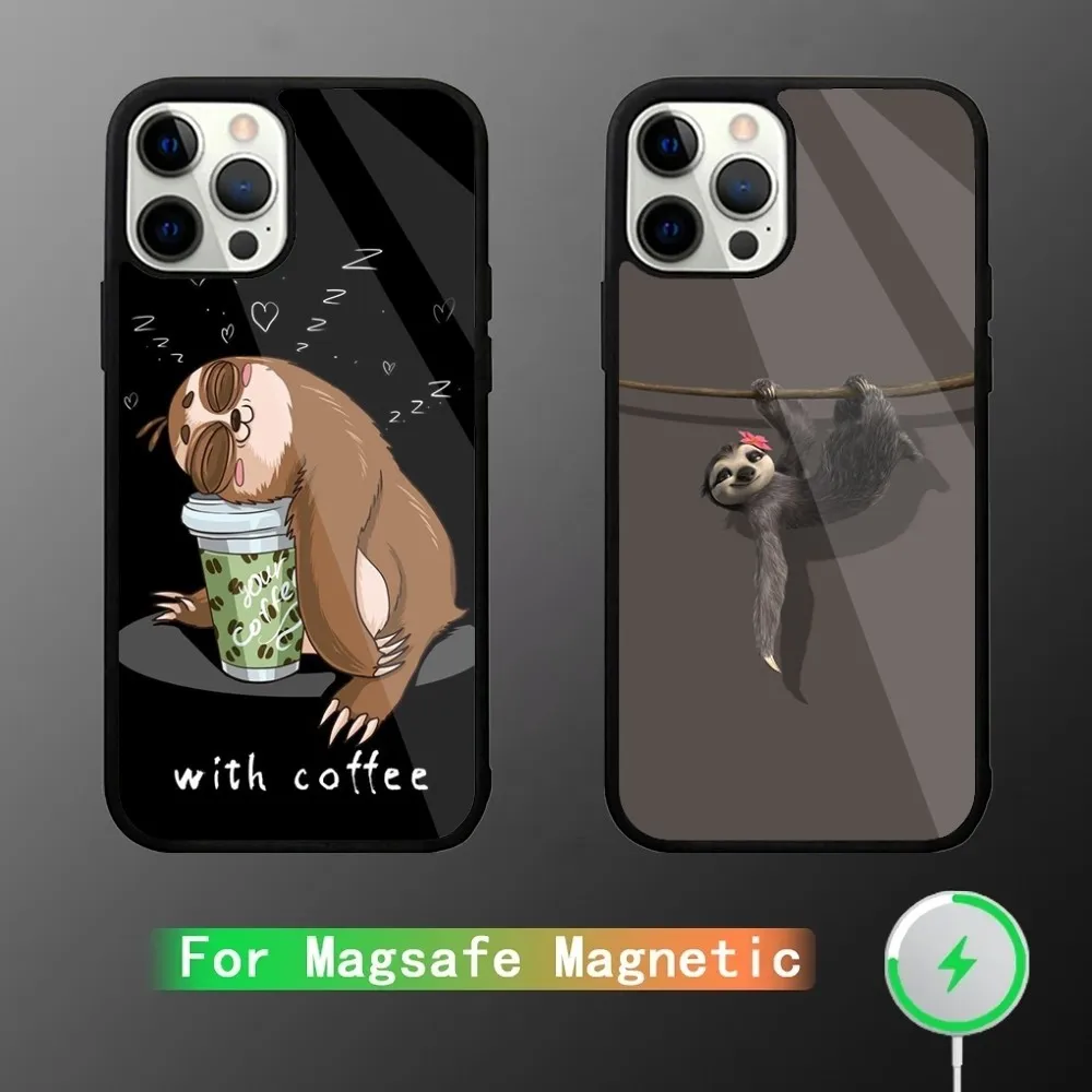 Cute Animal Sloth Phone Case For iPhone 16,15,14,13,12,11,Plus,Pro,Max Mini Magsafe Magnetic Wireless Charging