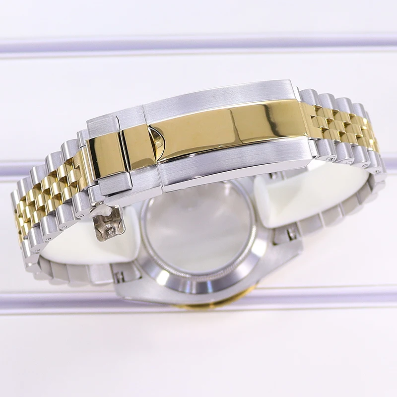 Silber-Gold 40mm Uhrengehäuse Saphirglas für SUB NH35 GMT NH34 NH36 NH70 NH72 2824 Miyota8215 Uhrwerk Gehäuse Armband Schiebeschnalle – Detail 7