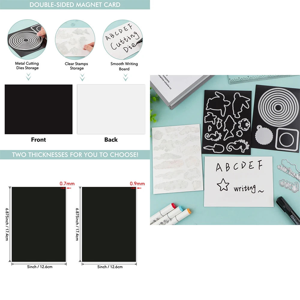 

Useful Magnetic Storage Cards12.6x17.4cm Die and Stamp Storage Magnetic Panels 0.7/0.9mm Thickness Double-sided Magnet Cards