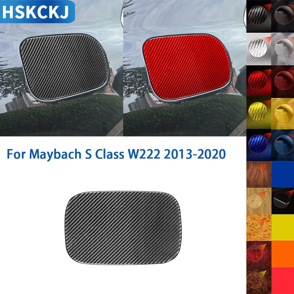 For Maybach S Class W222 2013-2020 Accessories Real Soft Carbon Fiber Car Exterior Fuel Tank Cap Panel Cover Trim Sticker