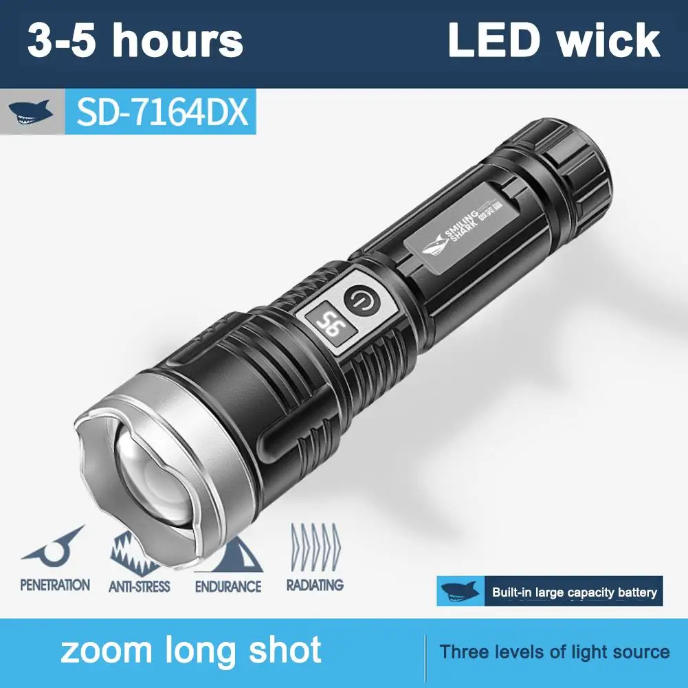 Strong Light Flashlight Ultra-long Distance Lep Flashlight Bright Outdoor Super Telescopic Zoom Usb Emergency Torch Chargin Z4v2