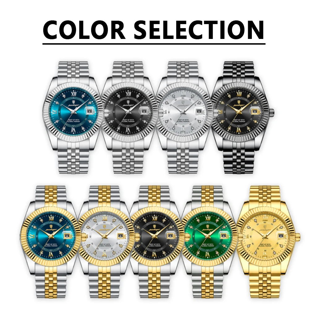 POEDAGAR ساعات رجالية كلاسيكية فاخرة موضة خيوط مدي ساعة للرجل مضيئة تاريخ مقاوم للماء ساعة يد كوارتز أصلية