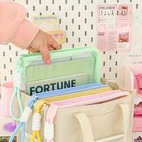 1pc A4 File Bag with Built-in Board Clip, Transparent Handle&Zipper, Ideal for Office, Family&Travel Storage, File Holder Bag