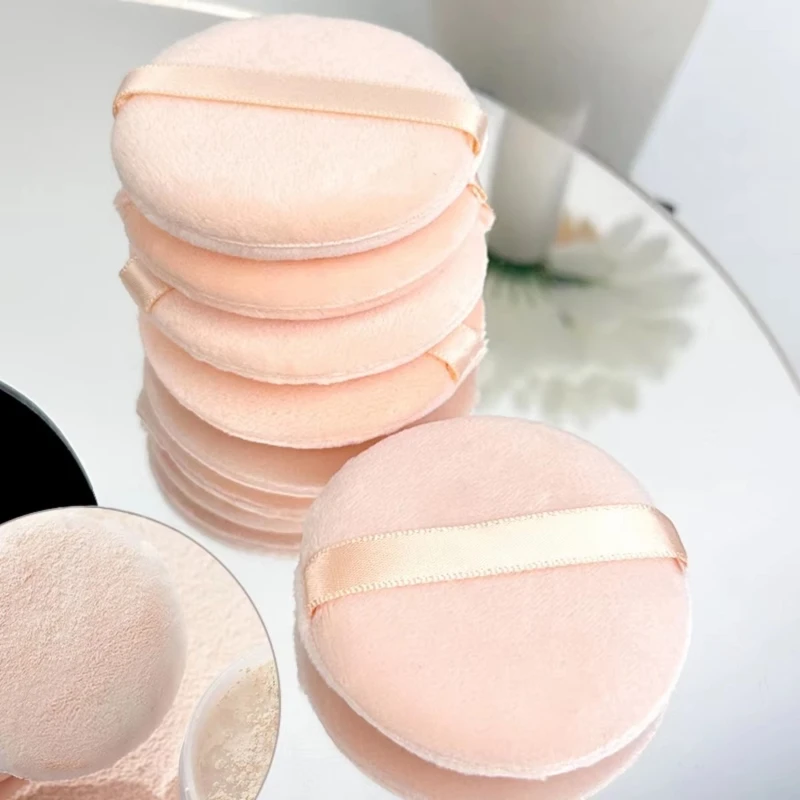 5/10/20/50pcs Ultra-Soft Breathable Powder Puff With RibbonPowder Cosmetic Puff Double-Sided Face Makeup Sponge Makeup Tools