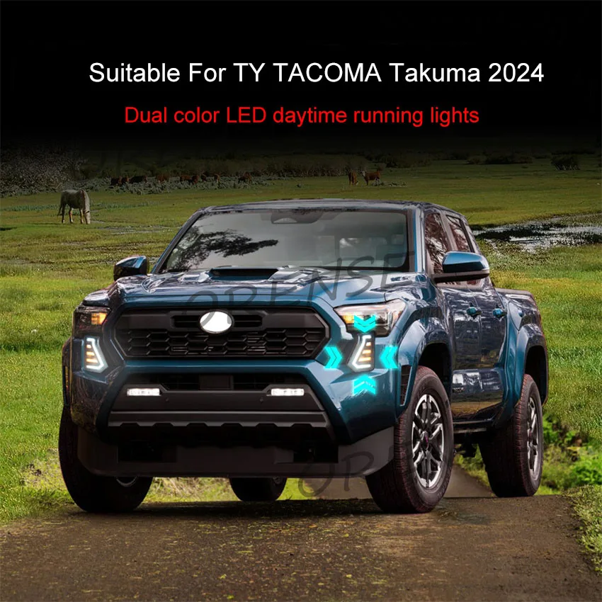 

2 шт. автомобильные DRL для Toyota Tacoma 2024 светодиодные дневные ходовые огни дневного света указатель поворота Стайлинг автомобиля противотуманные фары