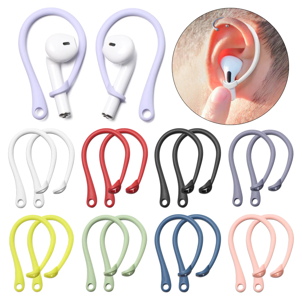 1 Pair Silicone Anti-lost Ear Hook for Apple AirPods 1 2 3 Pro Sports Anti-drop Ear Hook Wireless Earphone Ear Hook White Black