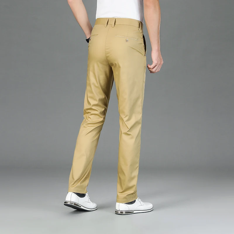 Pantalones informales de fibra de bambú para hombre, ropa de negocios recta, delgada, suelta, versátil, para oficina y negocios, Verano