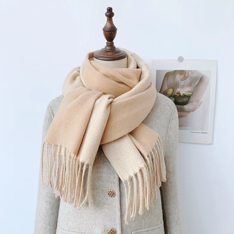 

Solid Color.imitation Cashmere Scarf Gentle Tassel Elegant Autumn Winter Sweet Fashion Student Warm Scarf Shawl Scarves 66*180cm