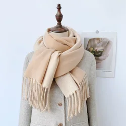 Solid Color.imitation Cashmere Scarf Gentle Tassel Elegant Autumn Winter Sweet Fashion Student Warm Scarf Shawl Scarves 66*180cm