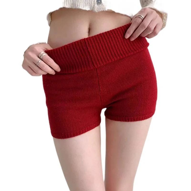 여름 순수한 매력의 낮은 허리 니트 핏 스트립 힙 반바지 여성용 아메리칸 스파이스 걸스 홈 파자마 팬츠 슬림 엘라스틱