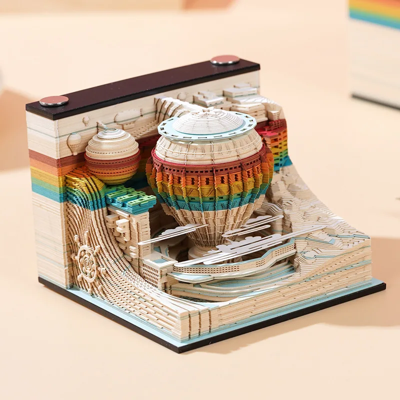 

3D Paper Carving Art Memo Pad - Tearable Embossed Sticky Note for Desk Calendar Decoration