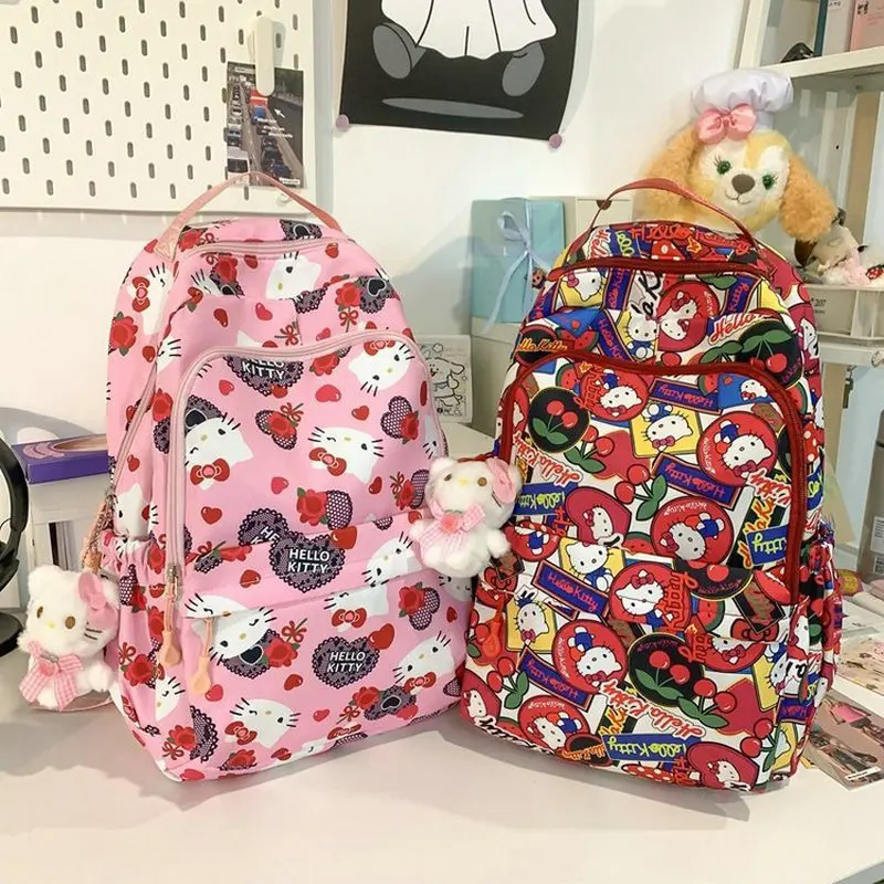 Hello Kitty uroczy wysokiej plecak szkolny dla uczniów moda kreskówka torby szkolne dla dziewczynek kobiet plecak o dużej pojemności