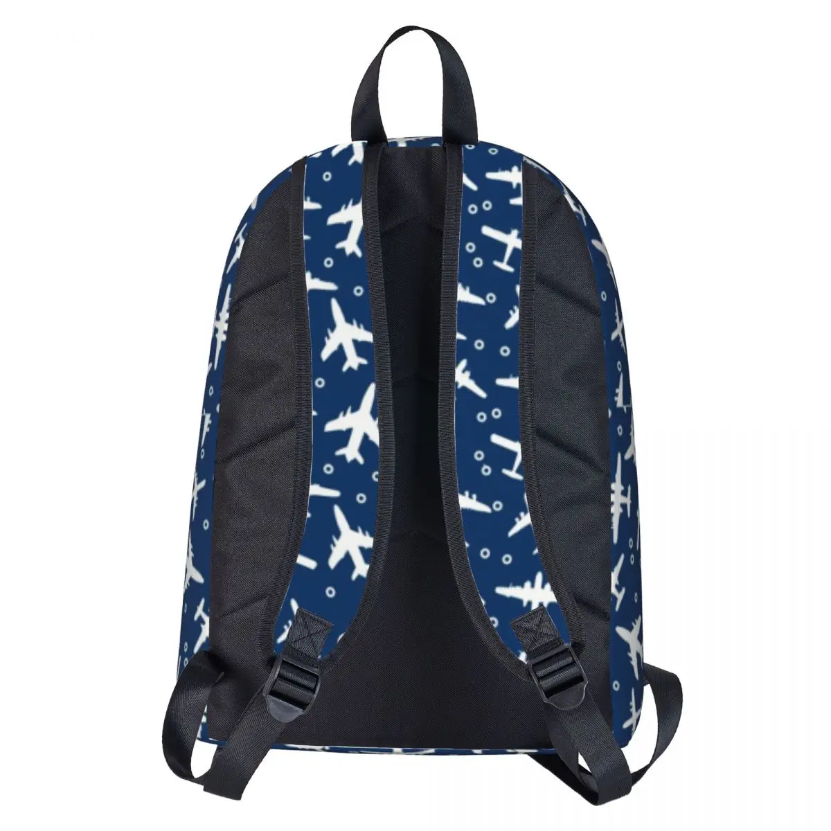 Aeroplanes Silhouette Backpack Blue and White Flight Women Polyester Cycling Backpacks Pattern Casual School Bags Rucksack