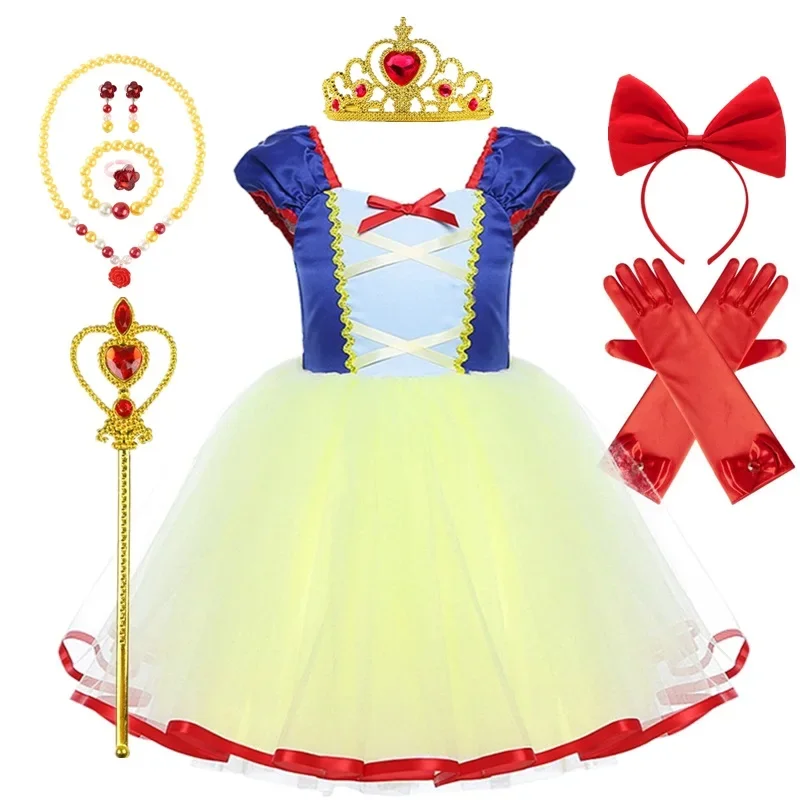 2024 Halloween Snow White Dress for Baby Girls Birthday Carnival Princess Costume Children Fluffy Tulle Tutu Dress for 1-5 Years