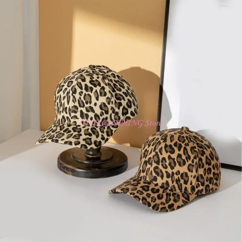 N5KF Breathable Cotton Leopards Print Baseball Caps Adjustable Sporty Design Curved Brims For Outdoor Leisure Activities