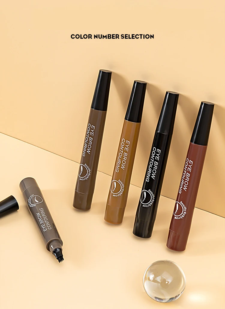 4 Point Eyebrow Pencil Black Brown Waterproof Microblading Liquid Eyebrow Pen Makeup Long Lasting Cosmetic 4 Points Eye Brow Pen