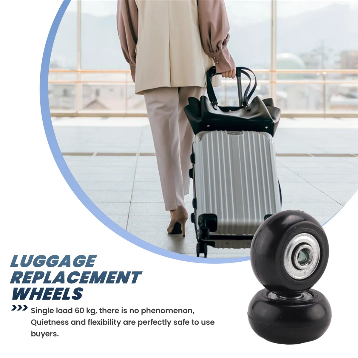 2 Sets of Luggage Suitcase Replacement Wheels Axles Deluxe Repair Tool OD 35mm