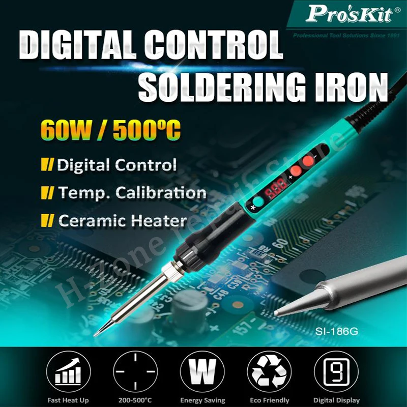 

Proskit SI-186G LED 60W intelligent digital display temperature control electric soldering iron household repair soldering gun