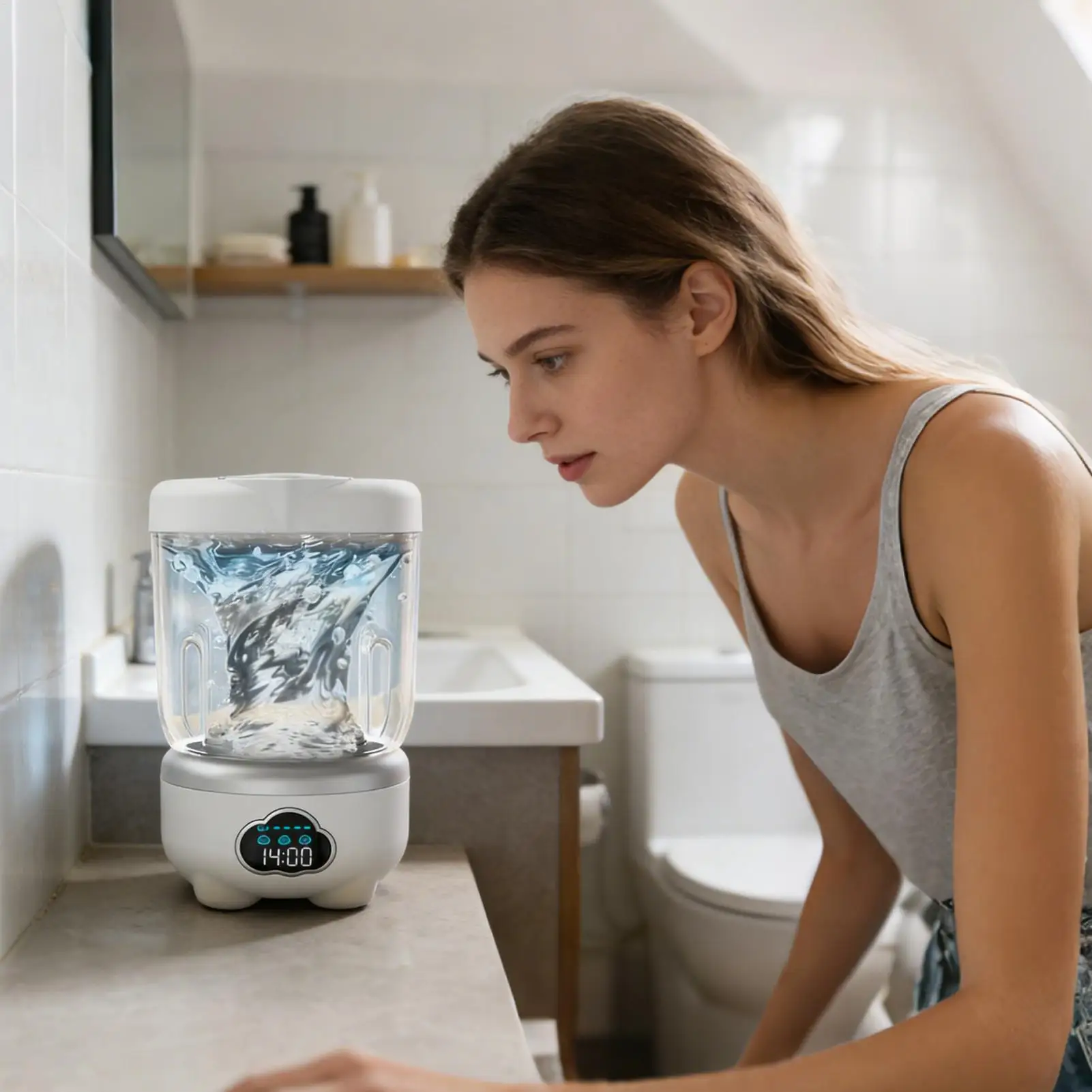 

Small Washing Machine 1.6L Digital Display Underwear Washer Dorm Panty Washing Machine For Socks Delicate Fabrics Towels Laundry