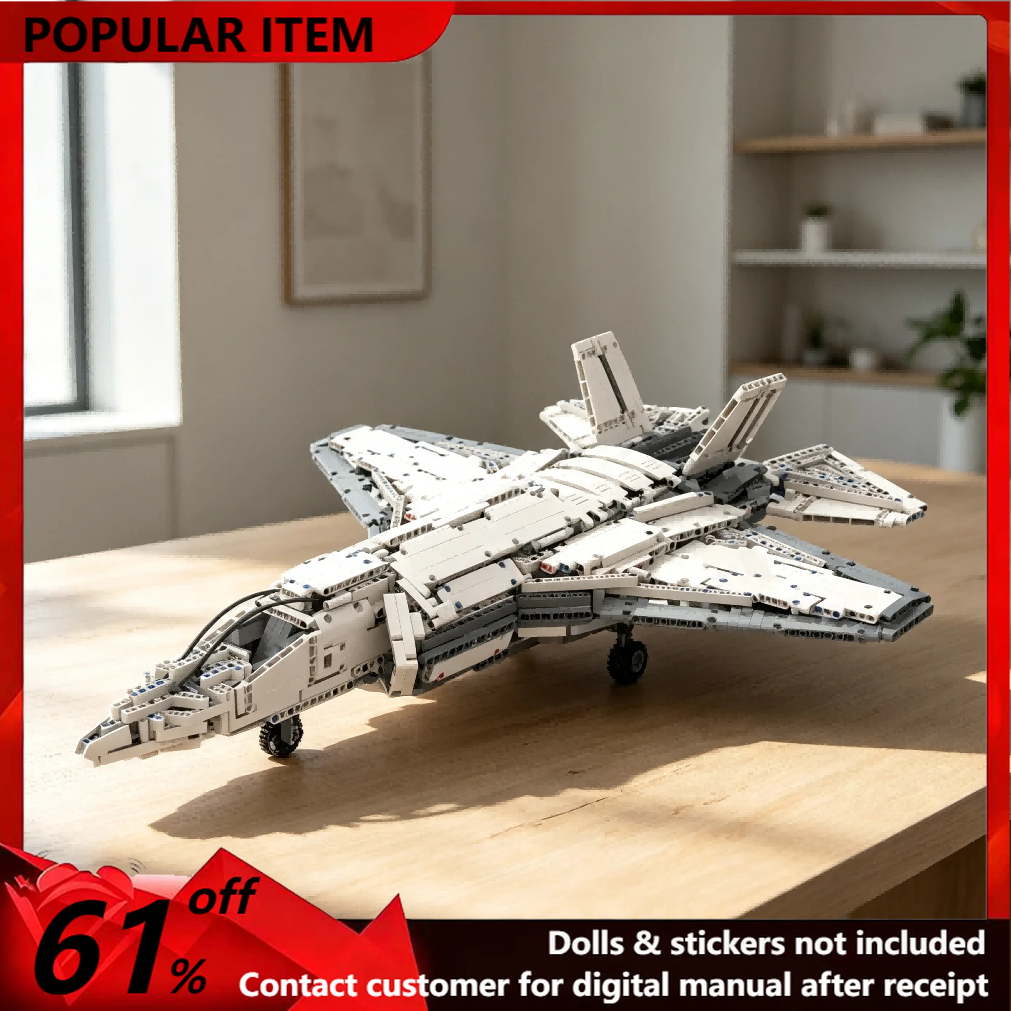 2452PCS MOC Advanced Multirole Stealth Combat Jet Plane Model Building Blocks DIY Assembly Gifts for Adults Collection Desktop