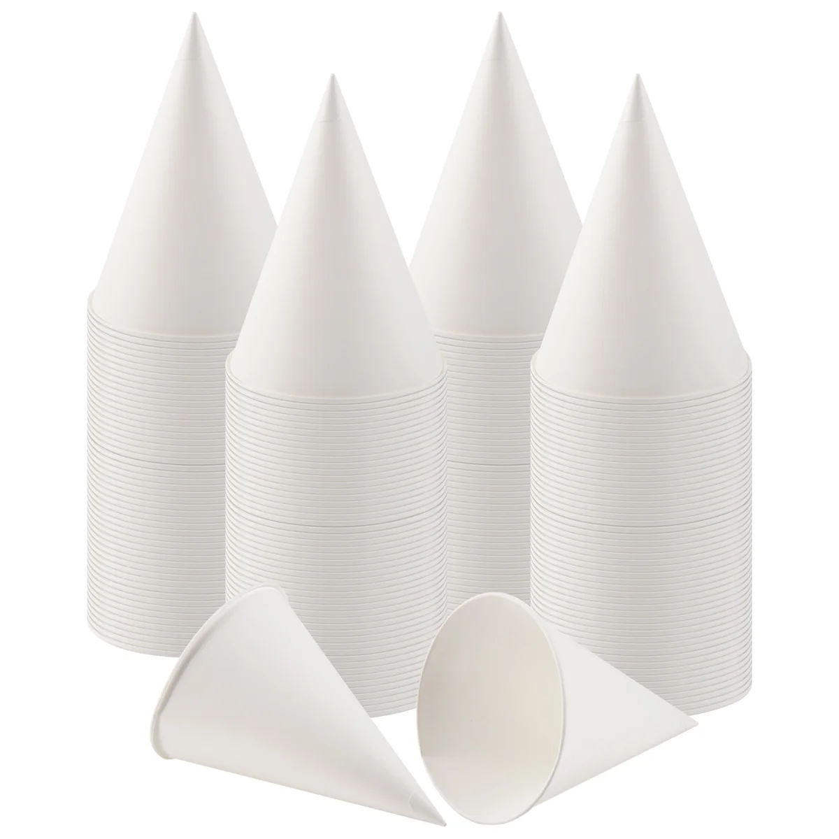 White Paper Cone Cups, Snow Cone Cups,Coated Leakproof Cone Paper Cups for Slush, Shaved Ice, Water 200Pcs