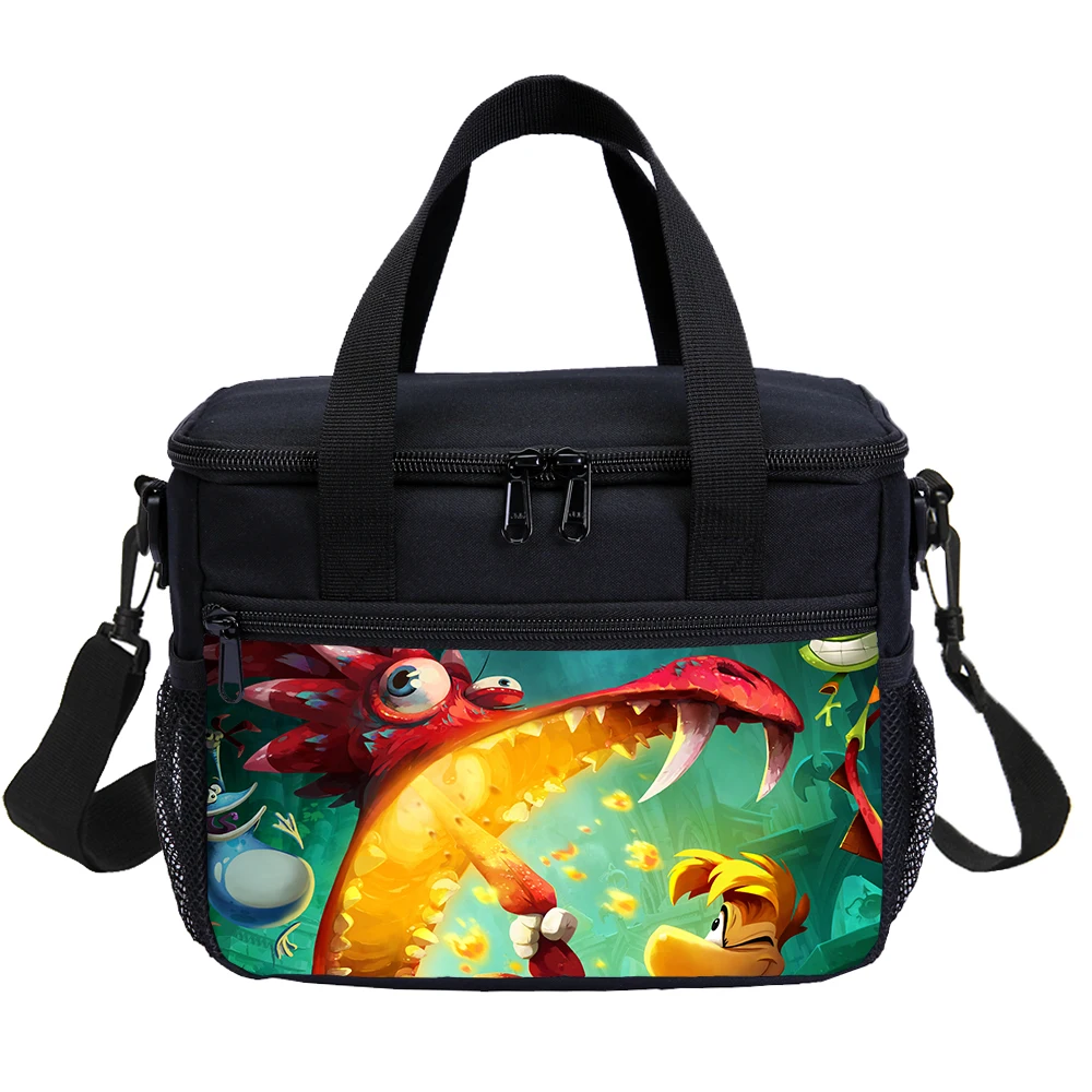 Rayman Legends,with Lunch Bags hand-held with shoulder strap insulated bag, student thickened waterproof lunch bag