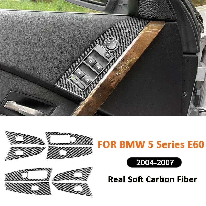 

Углеродное волокно, автомобильный переключатель стеклоподъемника, кнопки, панель, украшение интерьера, наклейка, аксессуары для BMW 5 серии E60 2004-2007
